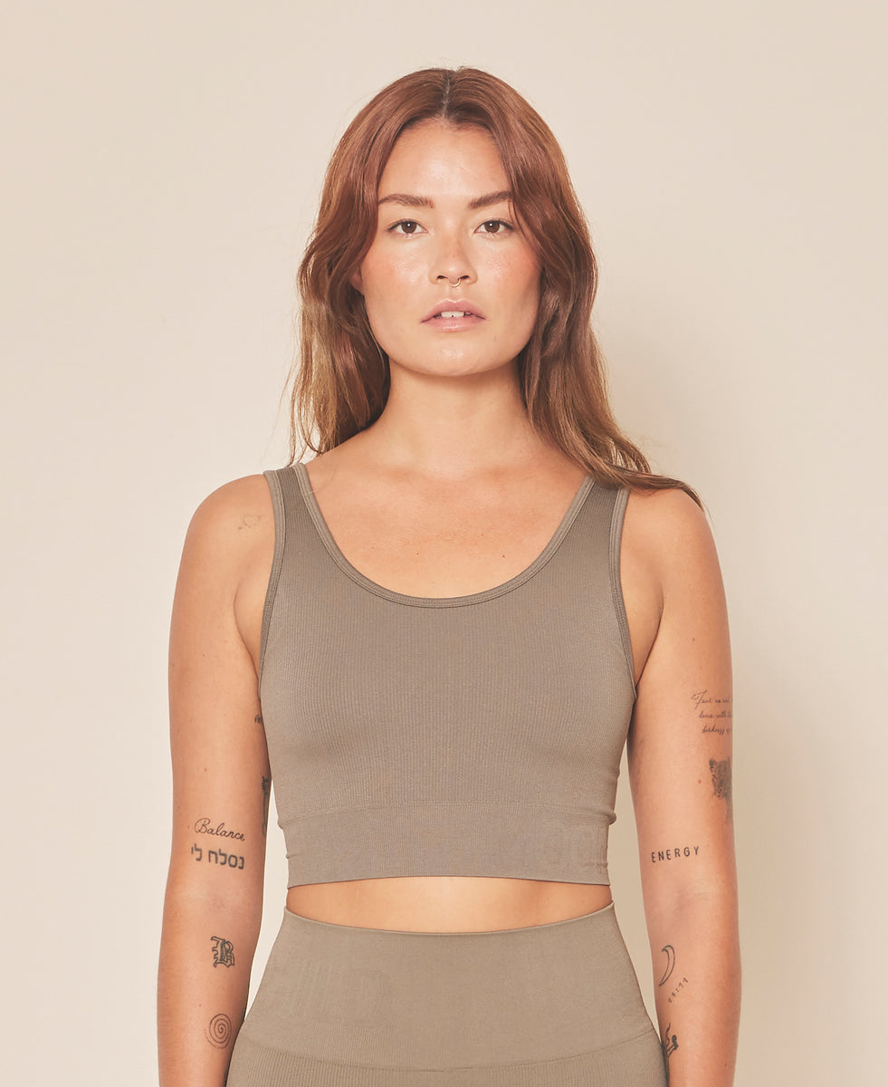 Moonchild Yoga Wear Soft Rib Seamless Crop Top Sage Spirit People Australia